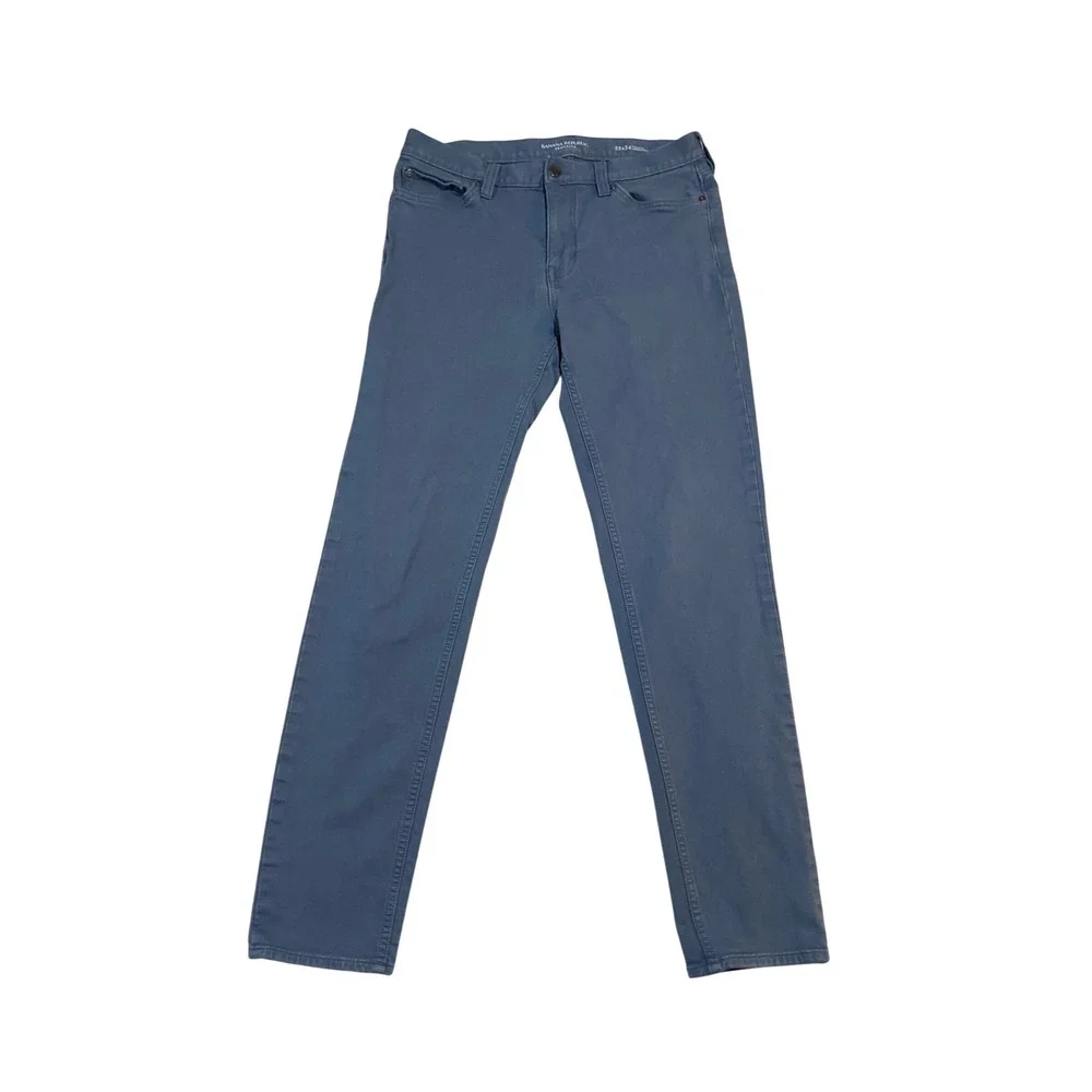 Banana Republic Traveler Pants Mens 32x34 Athletic Tapered Blue Shadow 360745-10